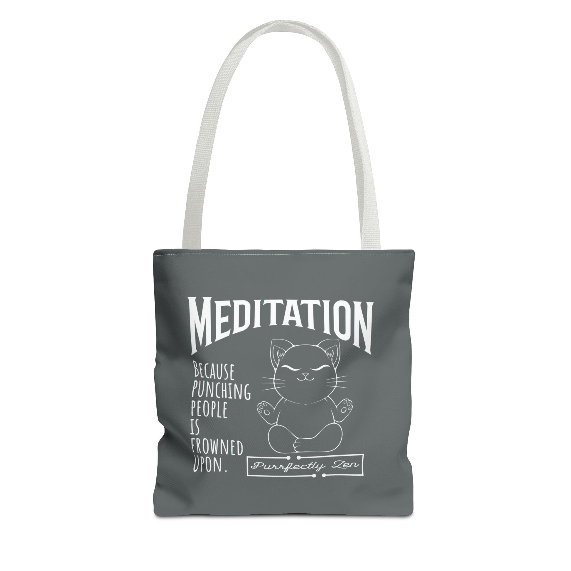 Meditation tote bag with white strap