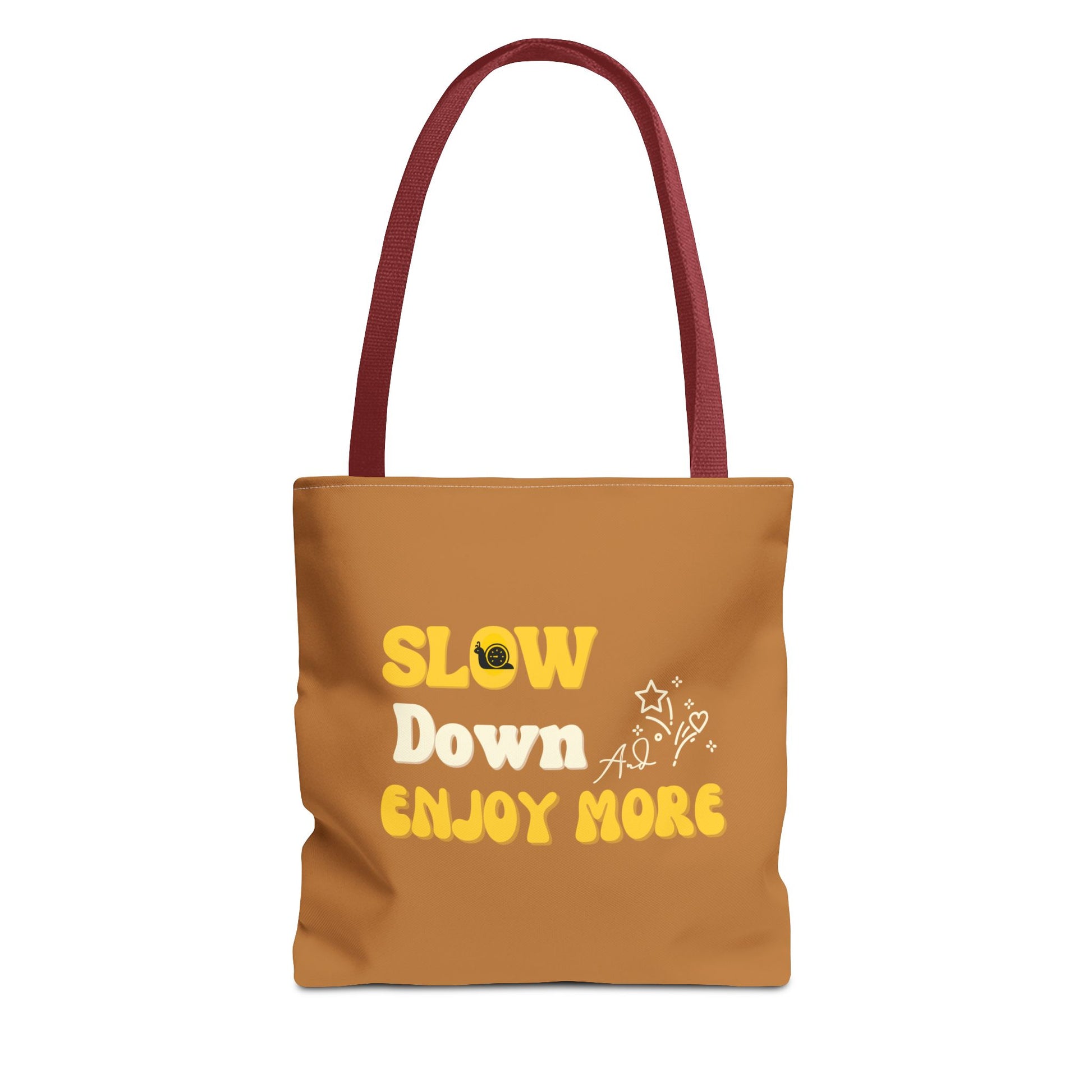 Slow living tote bag with red handle