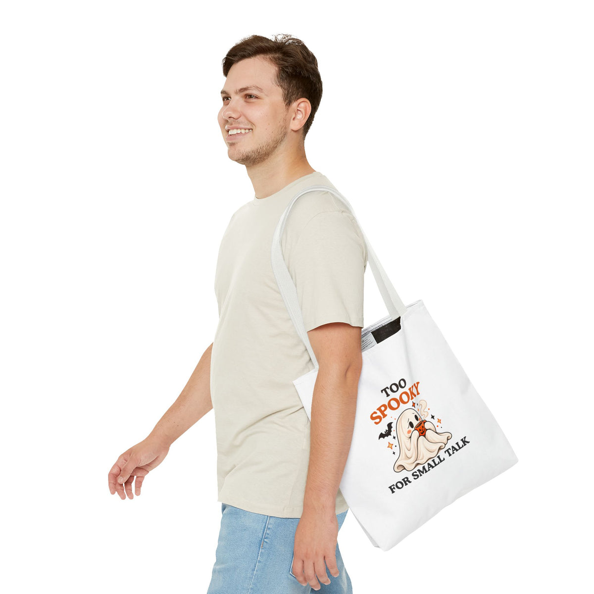 Introvert Tote Bag – Too Spooky for Small Talk Ghost Bag