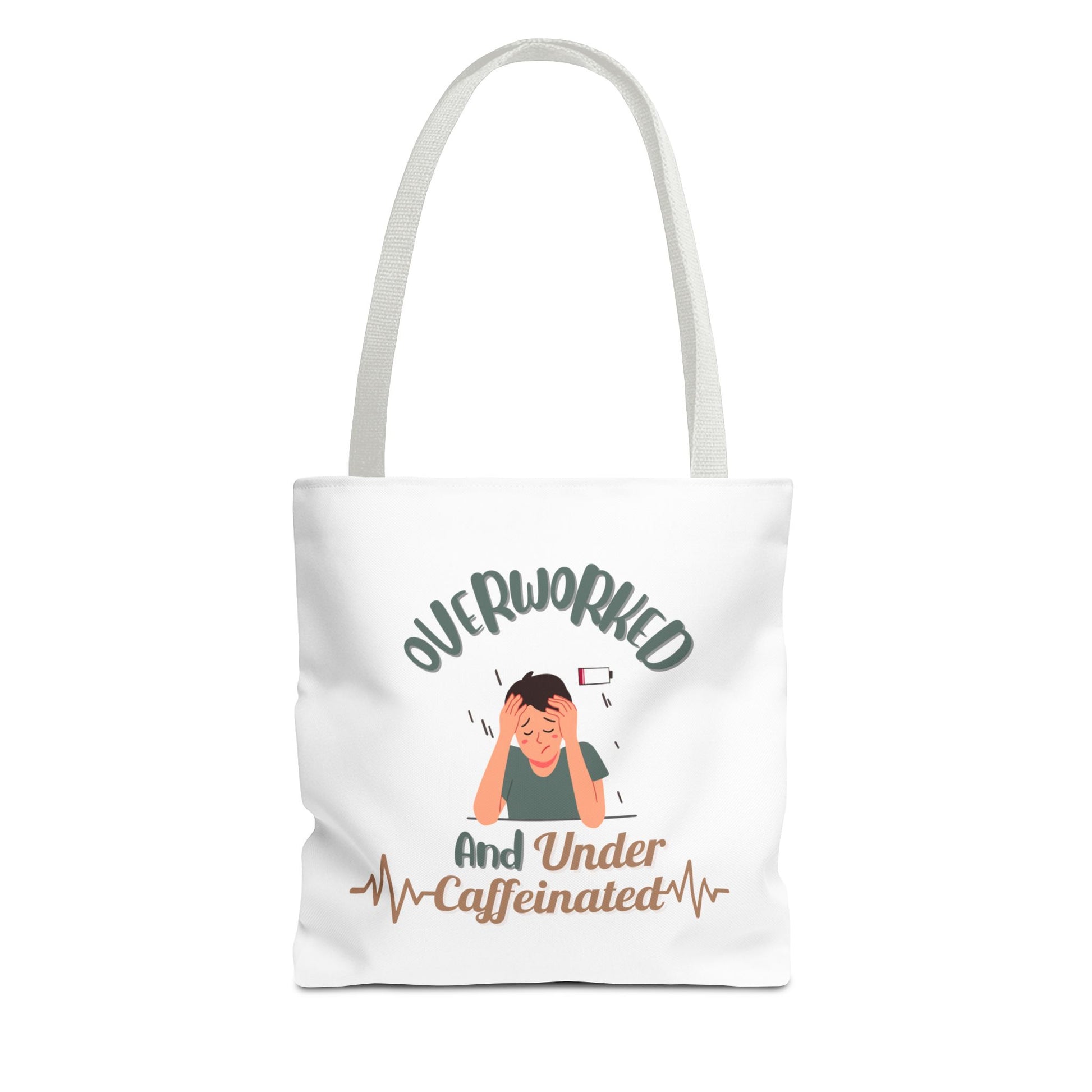 Caffeine addict tote bag with white handle