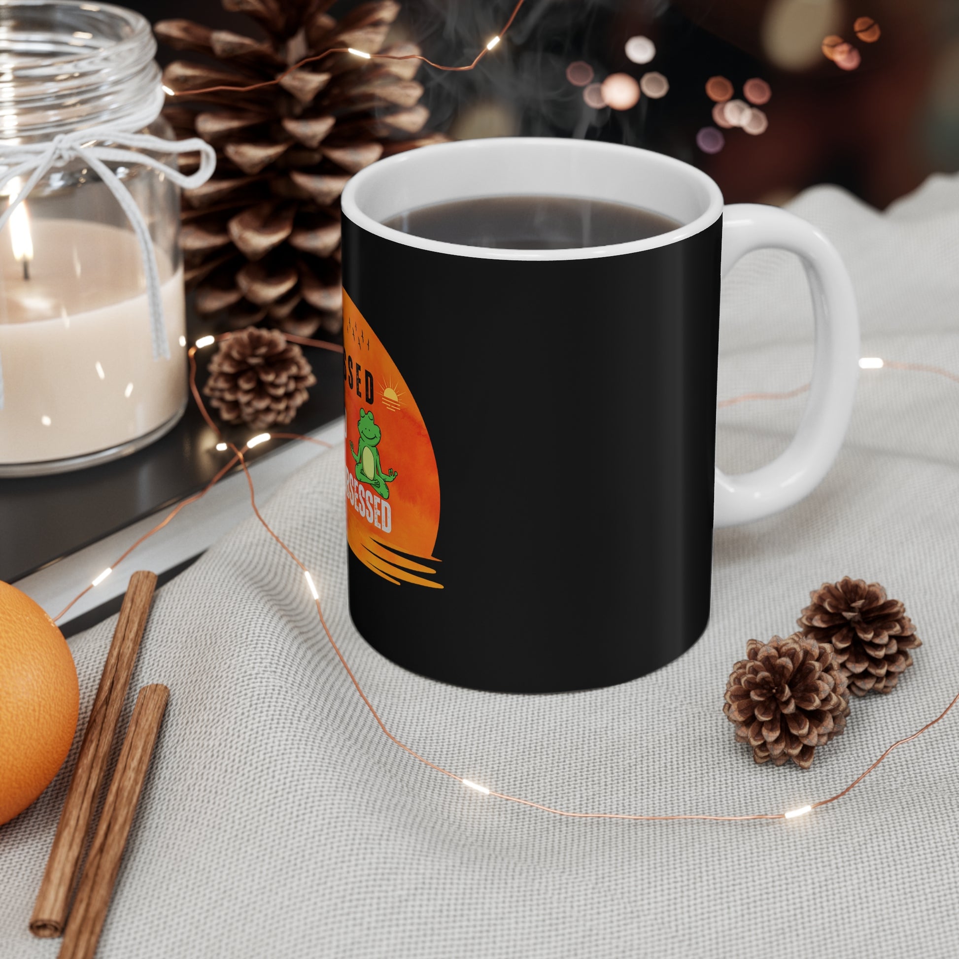 Stressed, blessed, yoga obsessed mug - hot coffee