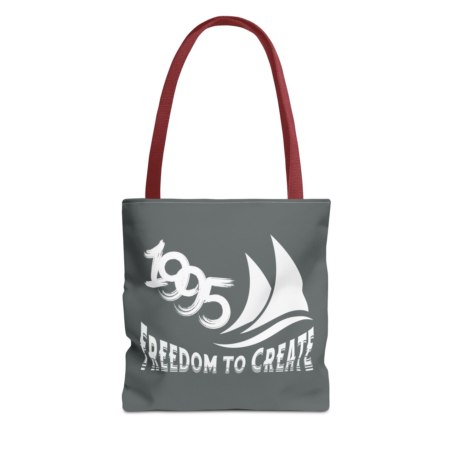 Freedom to Create Tote Bag - grey with red strap