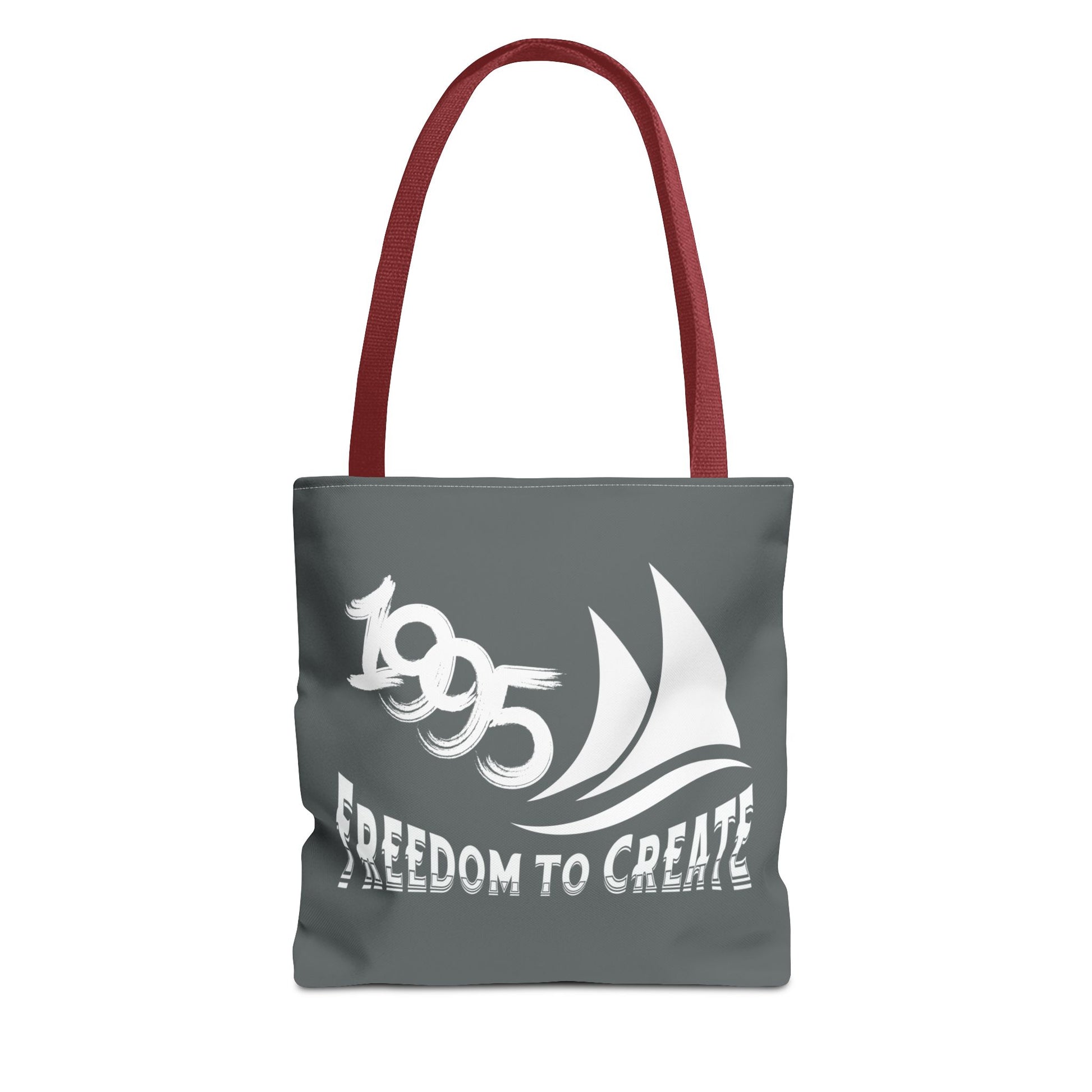 Freedom to Create Tote Bag - grey with red strap
