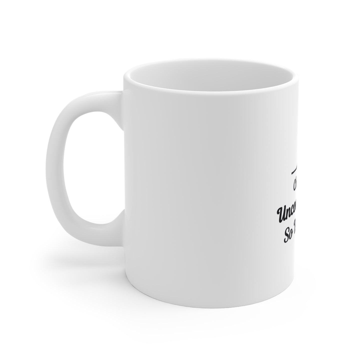 Left side of a white mug with a bridge design and text 'Change Is Uncomfortable. So Is Growth' on a white background