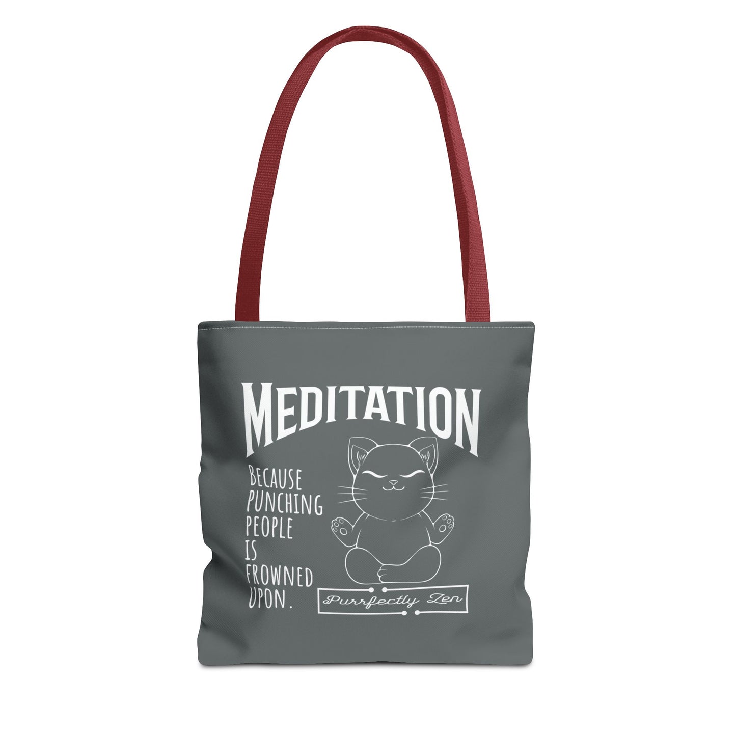 Meditation tote bag with red strap
