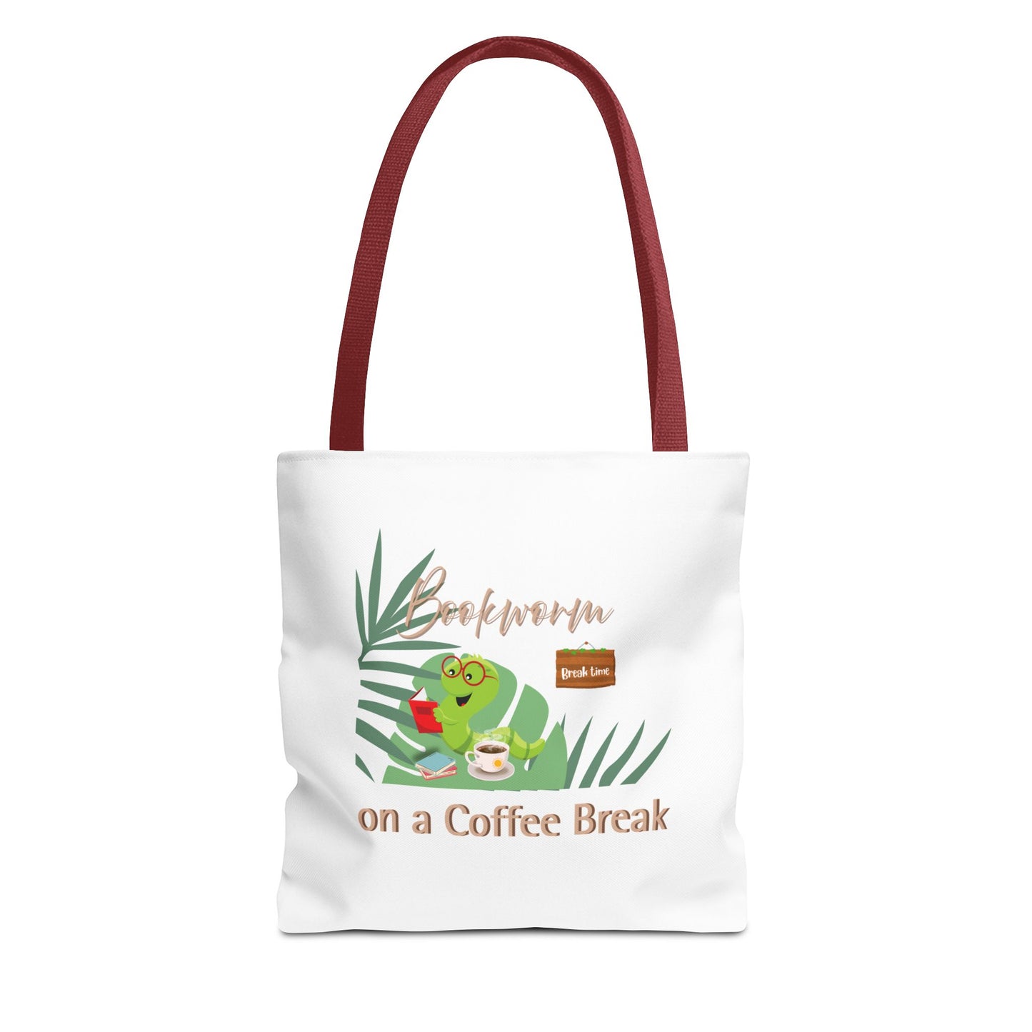 Reading break tote bag with handles red