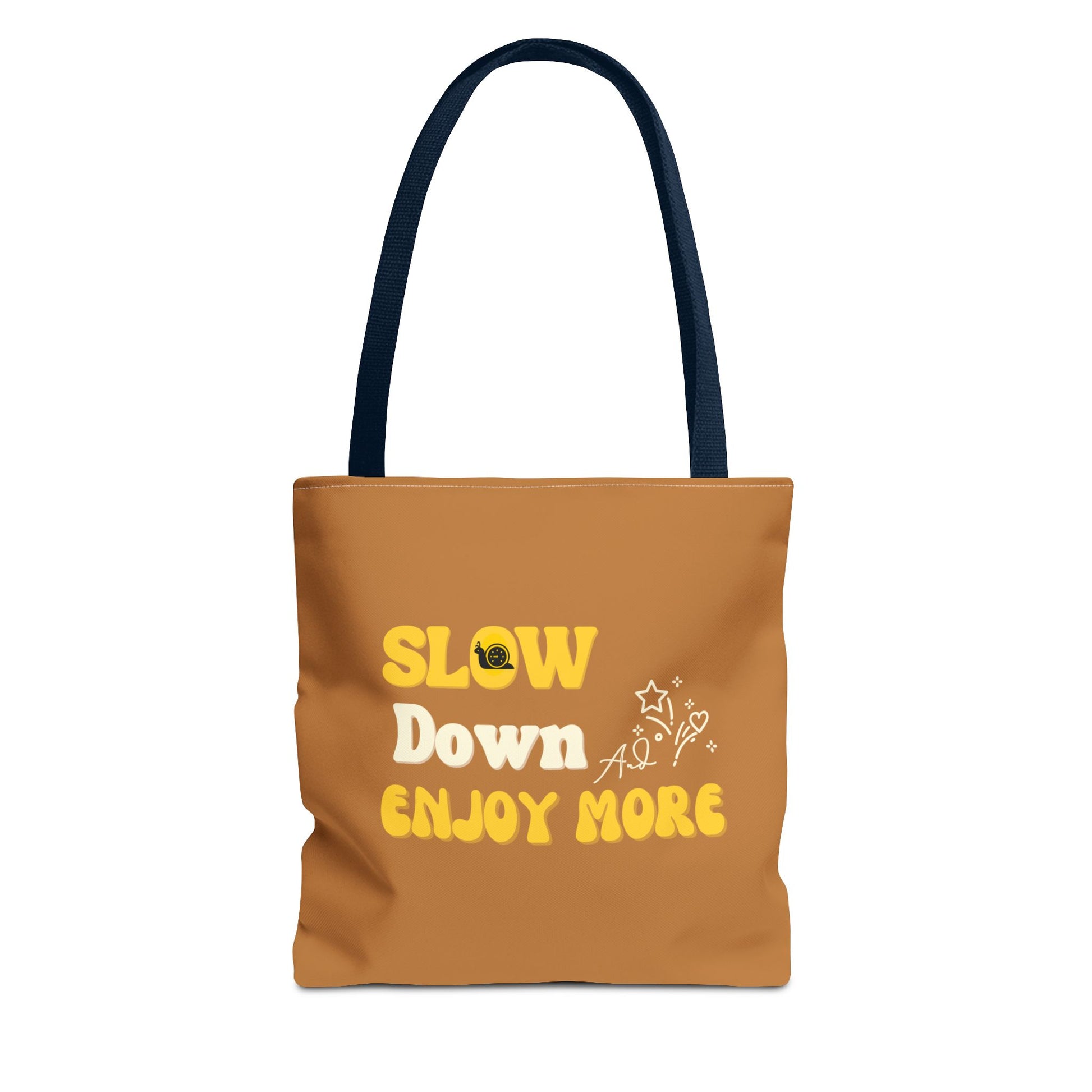 Slow living tote bag with navy handle