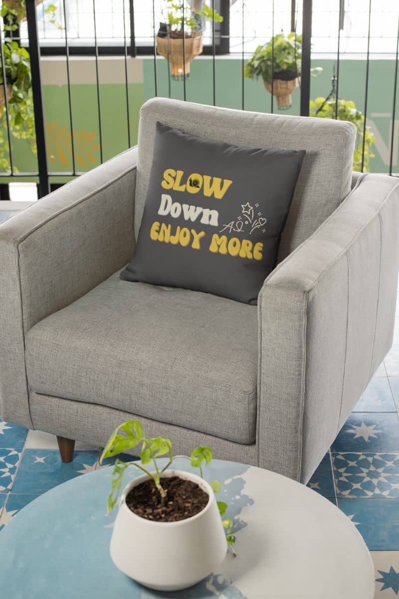 Cute throw pillow with a square pillow on the sofa