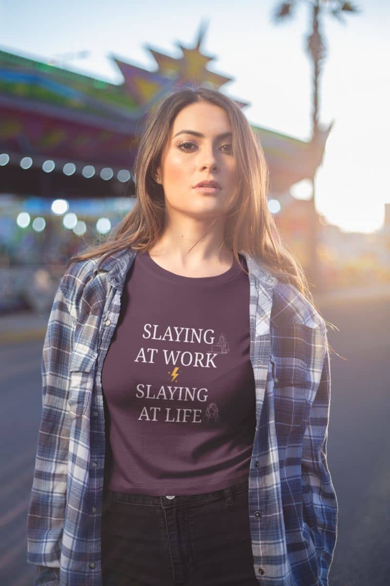 Empowered woman tee with a girl walking as the sun was just rising