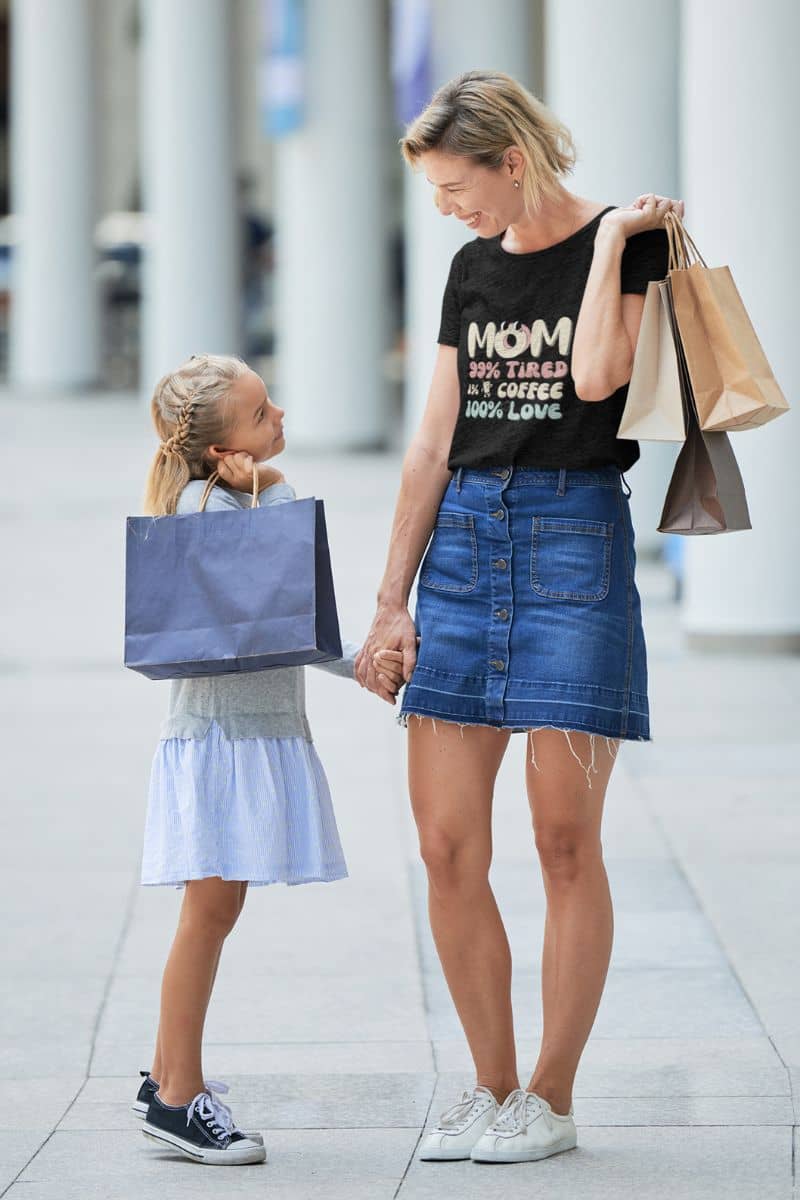 Funny mom t-shirt with a woman shopping with her daughter