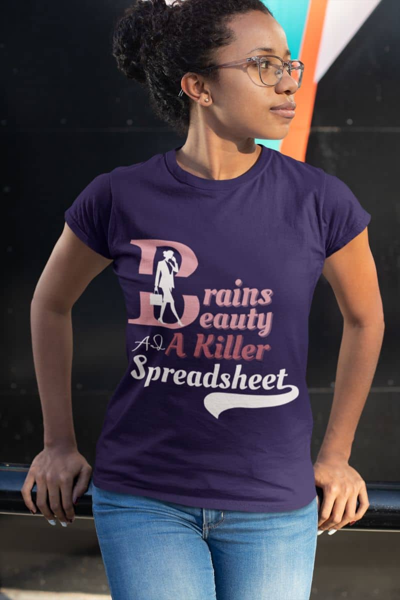 Smart woman t-shirt with a girl looking in one direction while posing