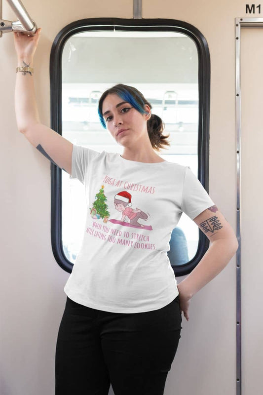 When You Need To Stretch After Eating Too Many Cookies T-Shirt with a girl is riding on the bus.